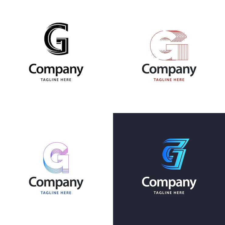 Vector Gratis paket logo besar huruf g desain logo modern kreatif untuk ilustrasi nama merek vektor bisnis anda