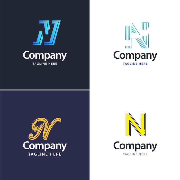 Vector Gratis paket logo besar huruf n desain logo modern kreatif desain untuk bisnis anda ilustrasi nama merek vektor