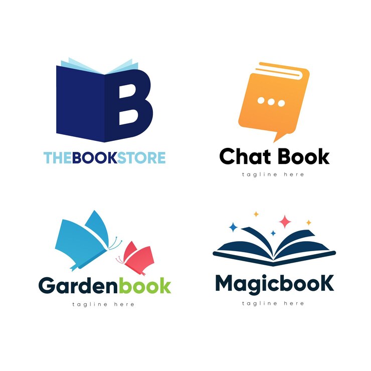 Vector Gratis paket logo buku desain datar