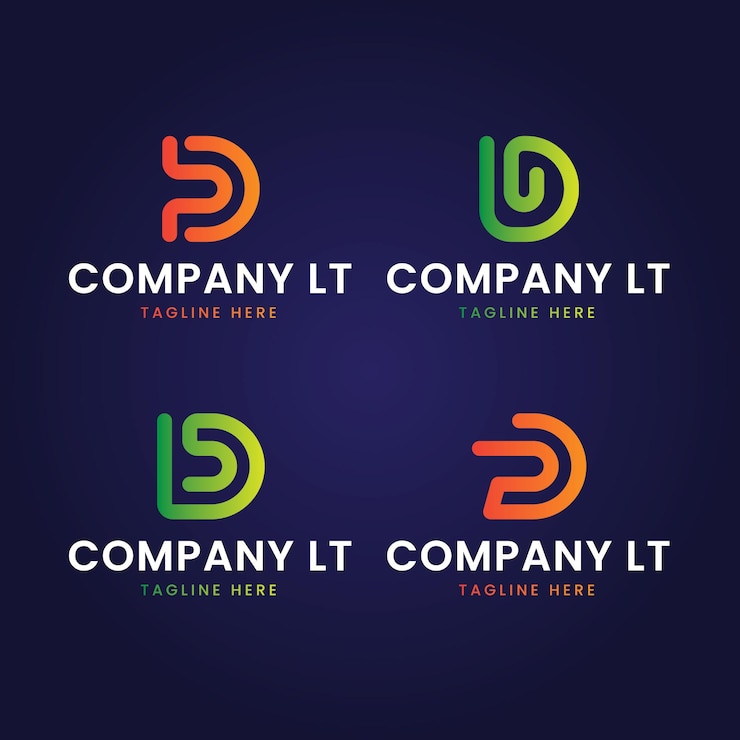Vector Gratis paket logo d gradien berbeda