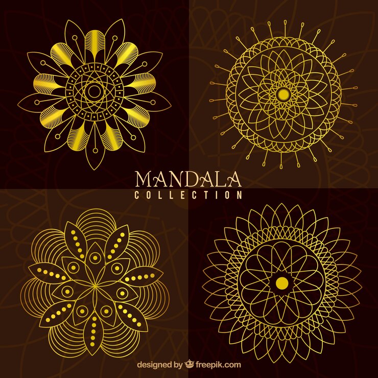 Vector Gratis paket mandala emas