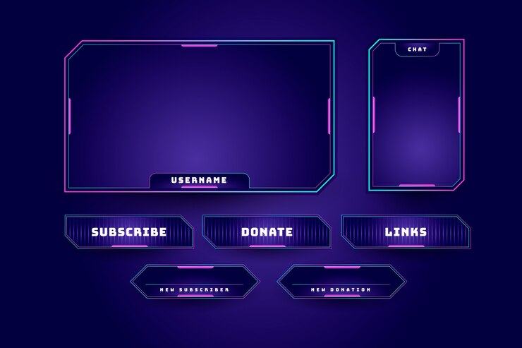 Vector Gratis paket panel twitch berwarna gradien