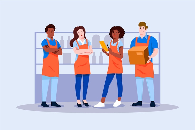 Vector Gratis paket pekerja supermarket
