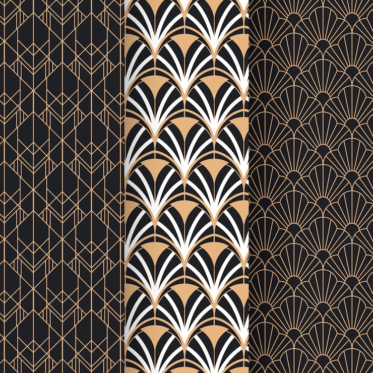 Vector Gratis paket pola art deco datar