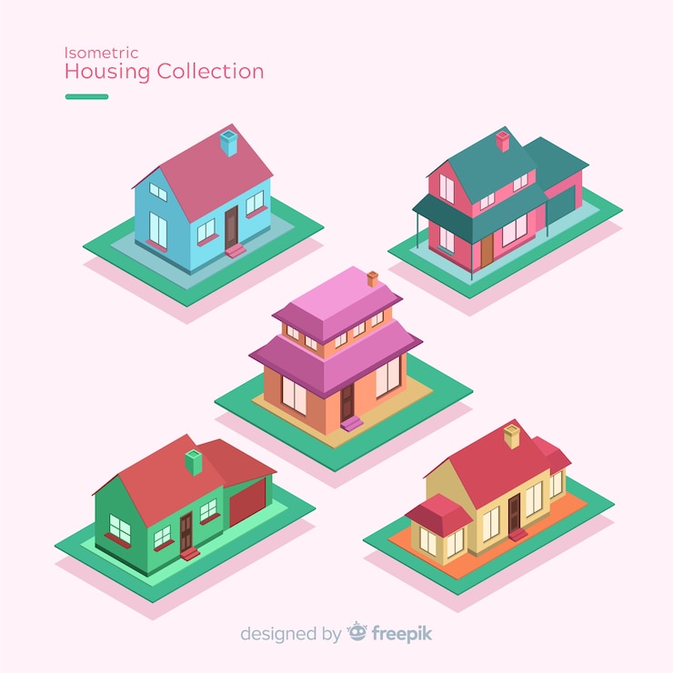 Vector Gratis paket rumah isometrik