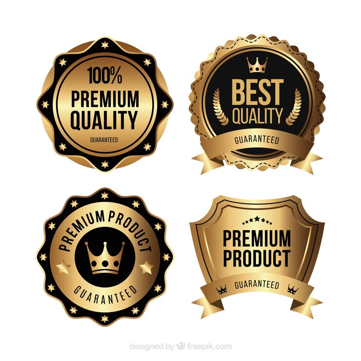 Vector Gratis paket stiker emas bergaya vintage