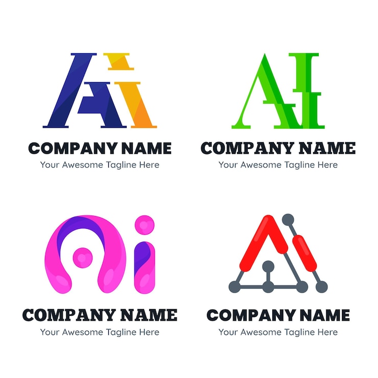Vector Gratis paket templat logo ai desain datar