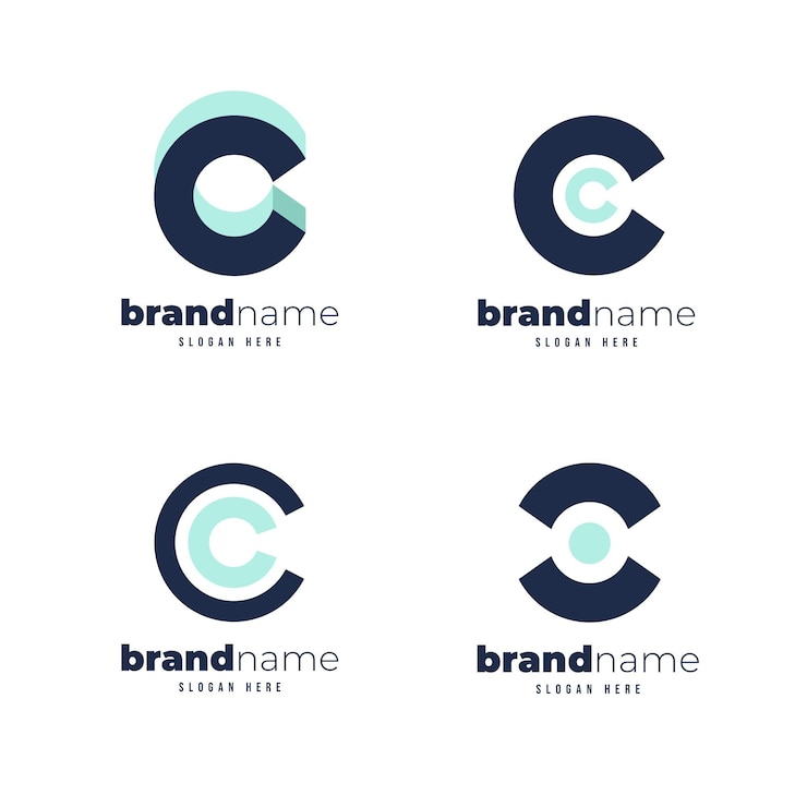 Vector Gratis paket templat logo c datar