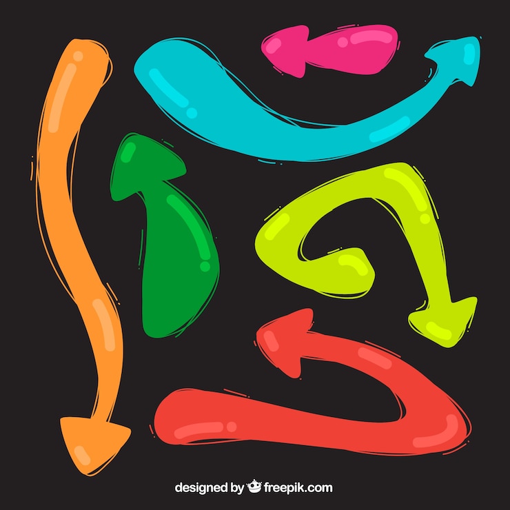 Vector Gratis panah digambar tangan dengan gaya penuh warna