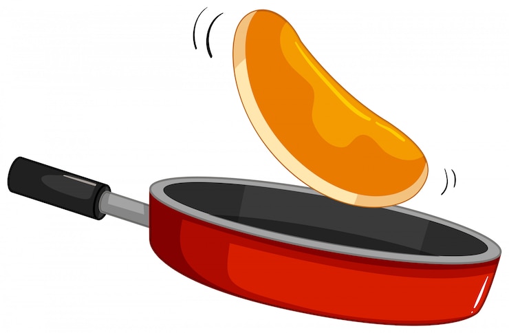 Vector Gratis pancake flipping on the pan
