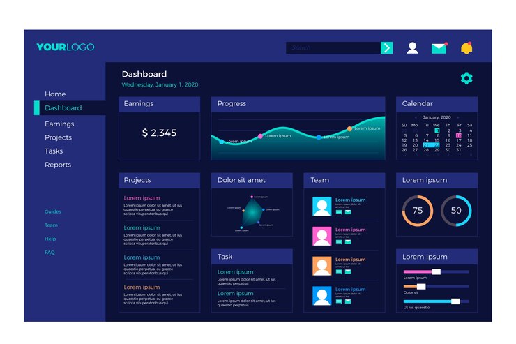 Vector Gratis panel pengguna dasbor