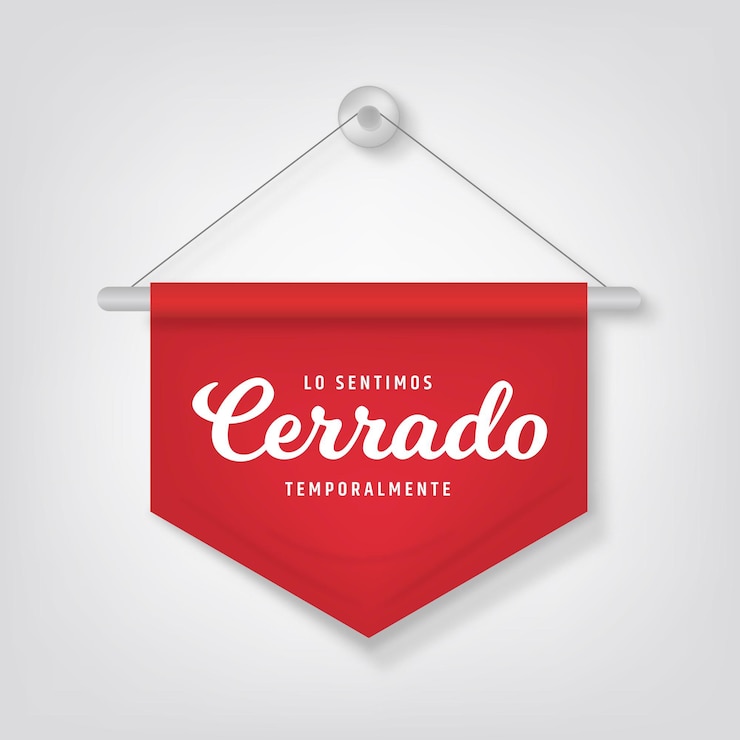 Vector Gratis papan nama cerrado digantung realistis