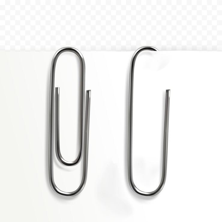 Vector Gratis paper clip illustration of 3d realistic metal clip on paper sheet of memo note