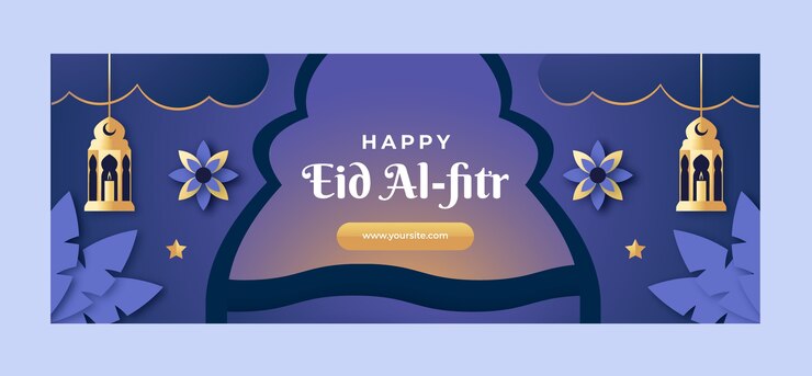 Vector Gratis paper style eid al-fitr social media cover template
