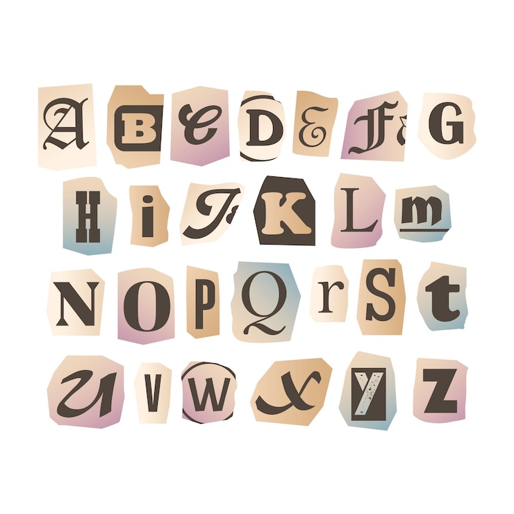 Vector Gratis paper style ransom note letter set