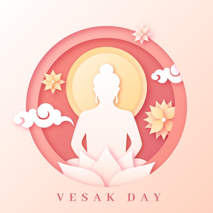 Vector Gratis paper style vesak illustration