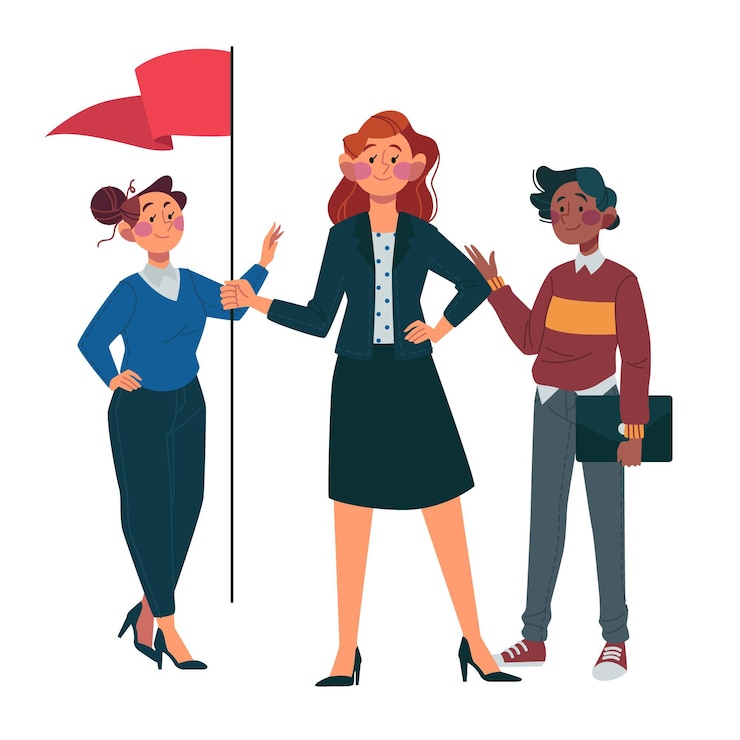 Vector Gratis para pemimpin tim wanita yang digambar tangan