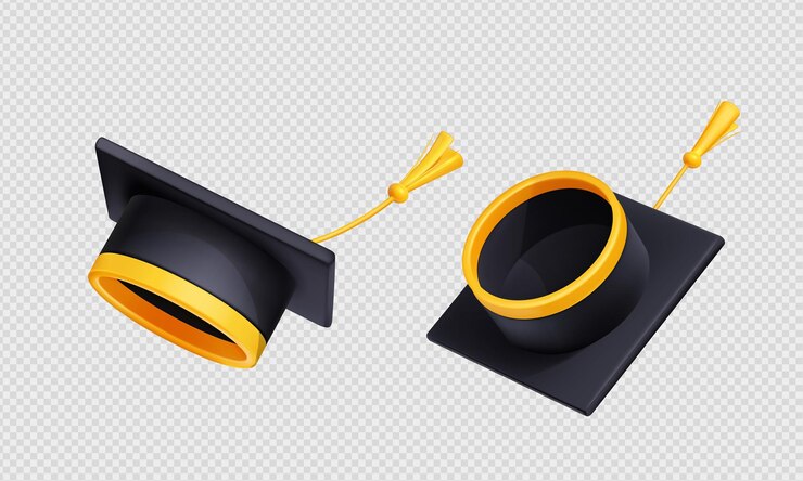 Vector Gratis para siswa melemparkan topi dan sertifikat kelulusan
