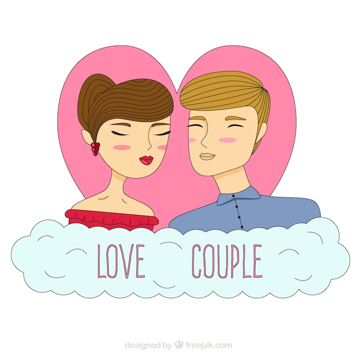 Vector Gratis pasangan cinta bergambar sketsa