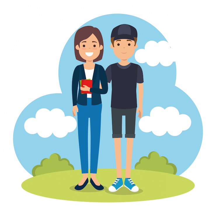 Vector Gratis pasangan dalam karakter taman