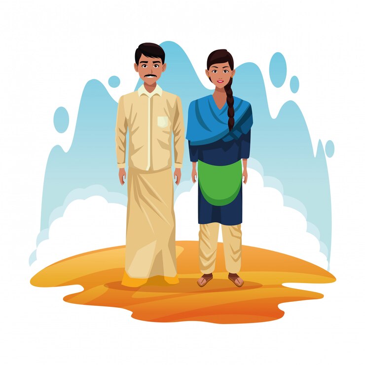 Vector Gratis pasangan india kartun india