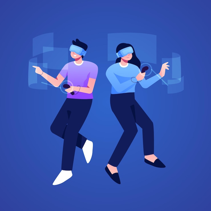 Vector Gratis pasangan menggunakan kacamata virtual reality