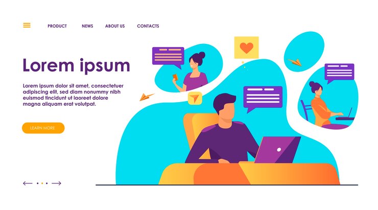 Vector Gratis pasangan mengobrol di situs web kencan.