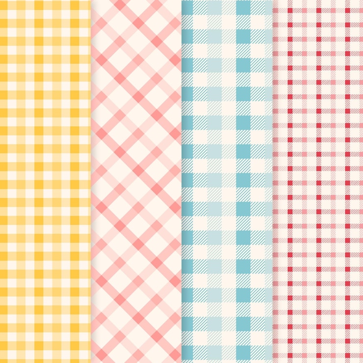 Vector Gratis pastel gingham pattern pack