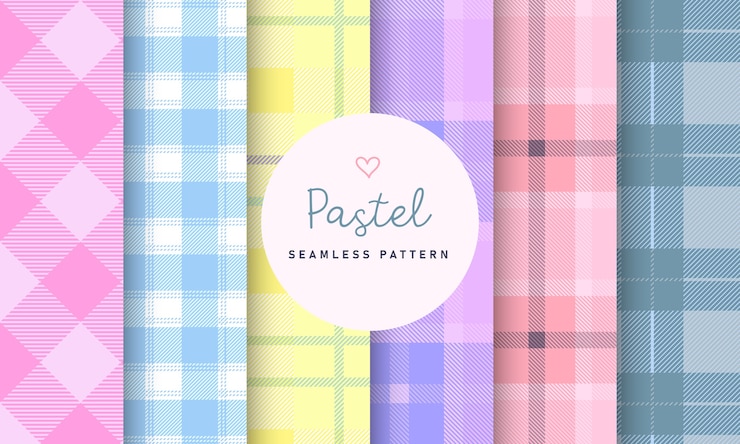 Vector Gratis pastel tartan check plaid seamless pattern collection