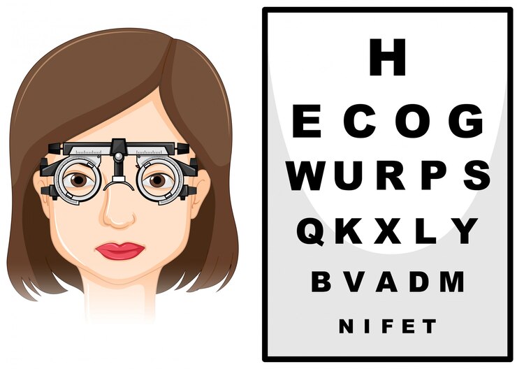 Vector Gratis patient having her eyes checked