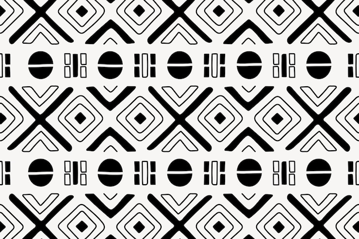 Vector Gratis pattern background, tribal seamless aztec design, black and white geometric style, vector