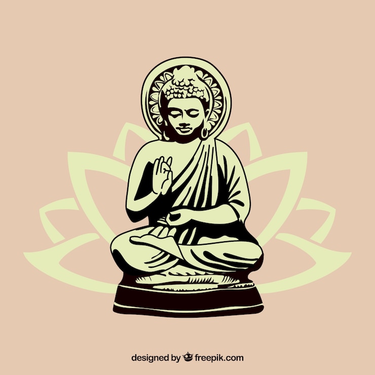Vector Gratis patung buddha dalam gaya gambar tangan