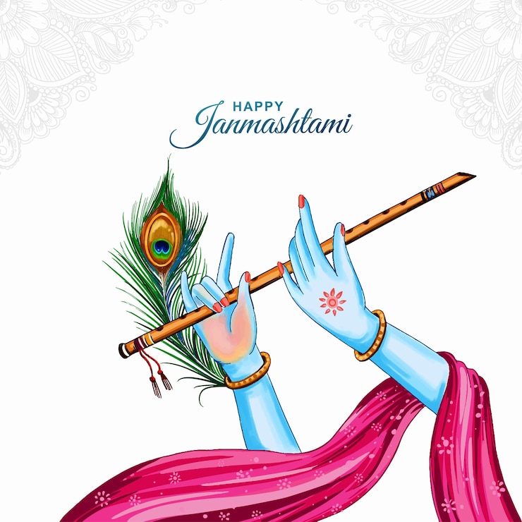 Vector Gratis peacock feather for shree krishna janmashtami card design