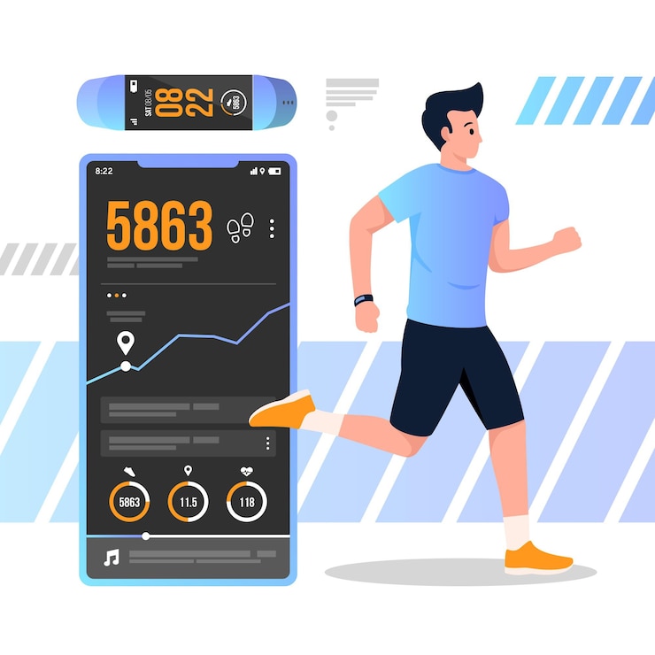 Vector Gratis pelacak kebugaran dalam desain datar