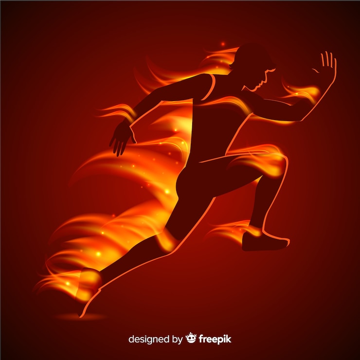 Vector Gratis pelari dalam gaya datar api