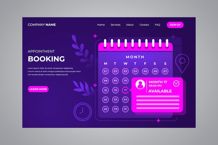 Vector Gratis pemesanan janji temu - halaman arahan