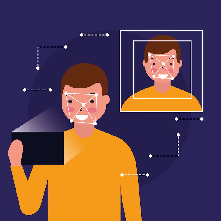 Vector Gratis pemindaian wajah pria teknologi digital biometrik