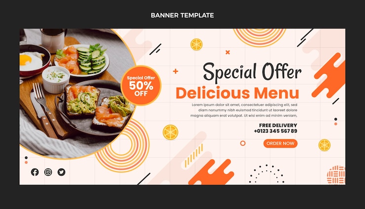 Vector Gratis penawaran khusus makanan lezat desain datar