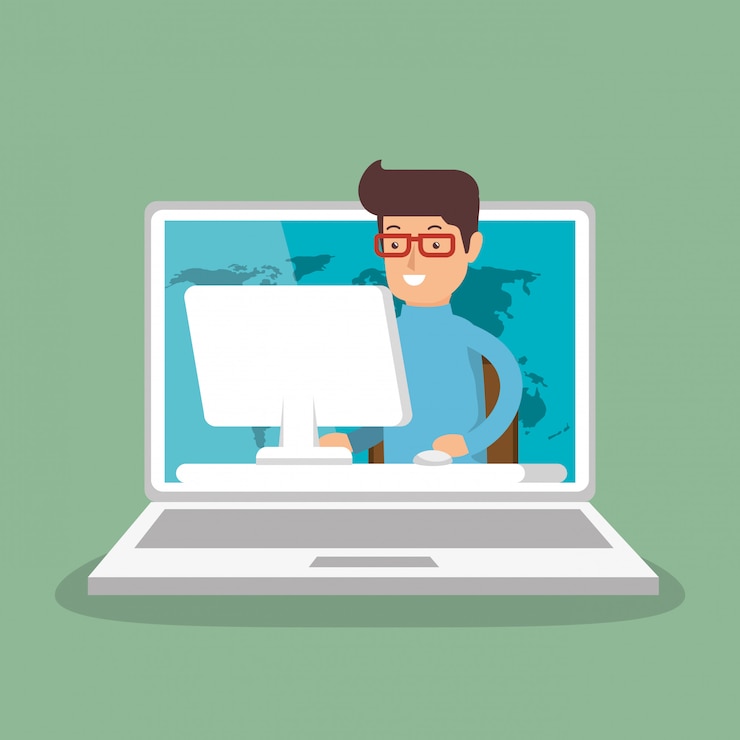 Vector Gratis pengusaha bekerja dengan laptop