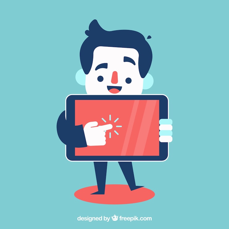 Vector Gratis pengusaha dengan layar sentuh