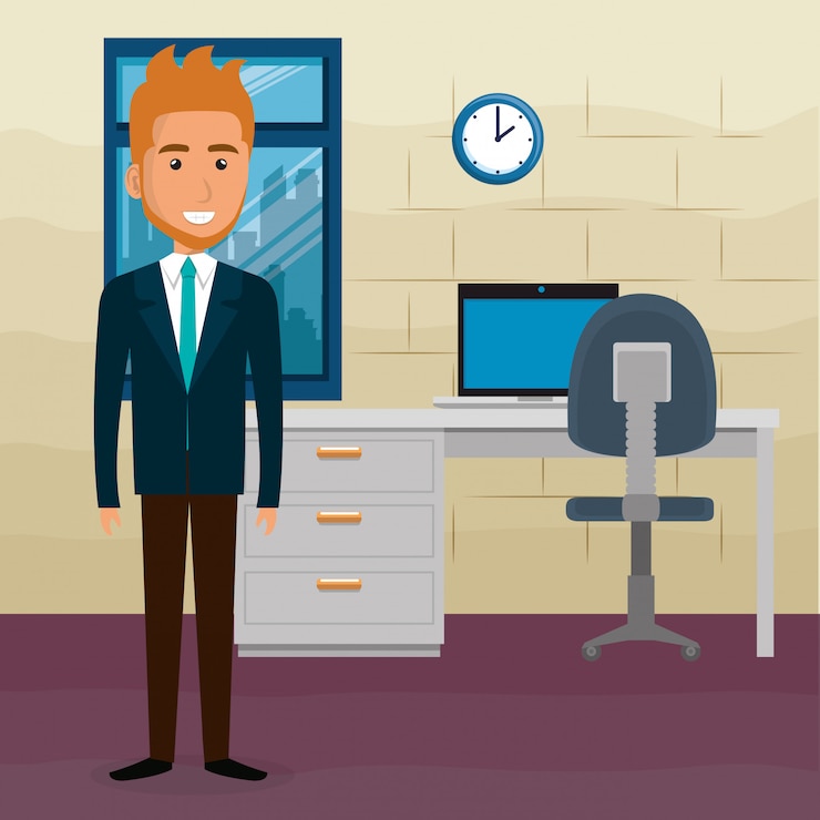 Vector Gratis pengusaha elegan di dalam suasana kantor