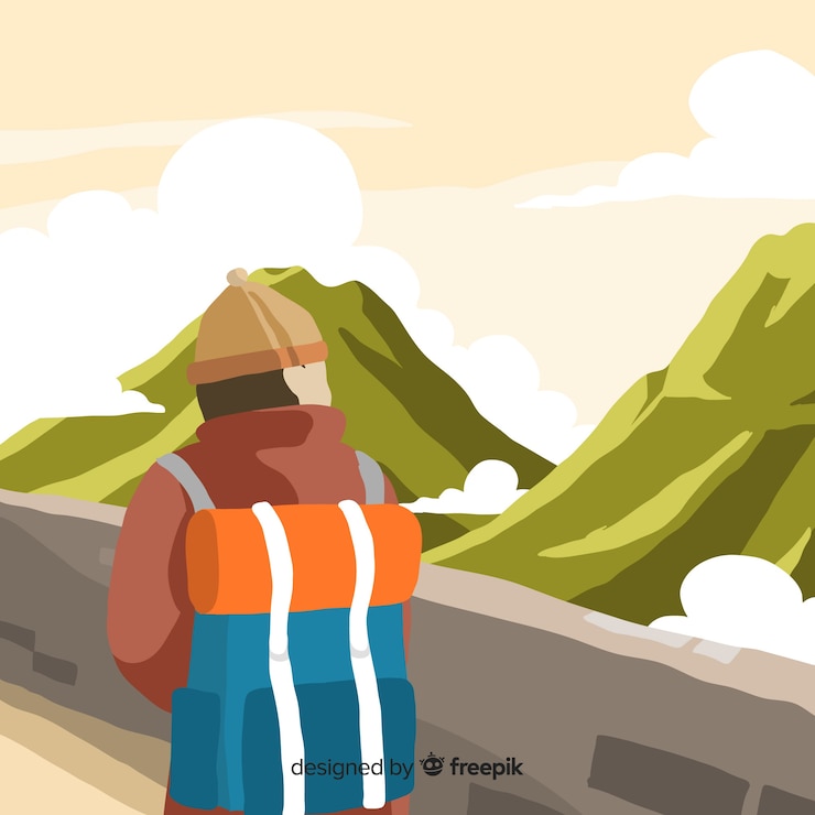 Vector Gratis penjelajah dengan ransel