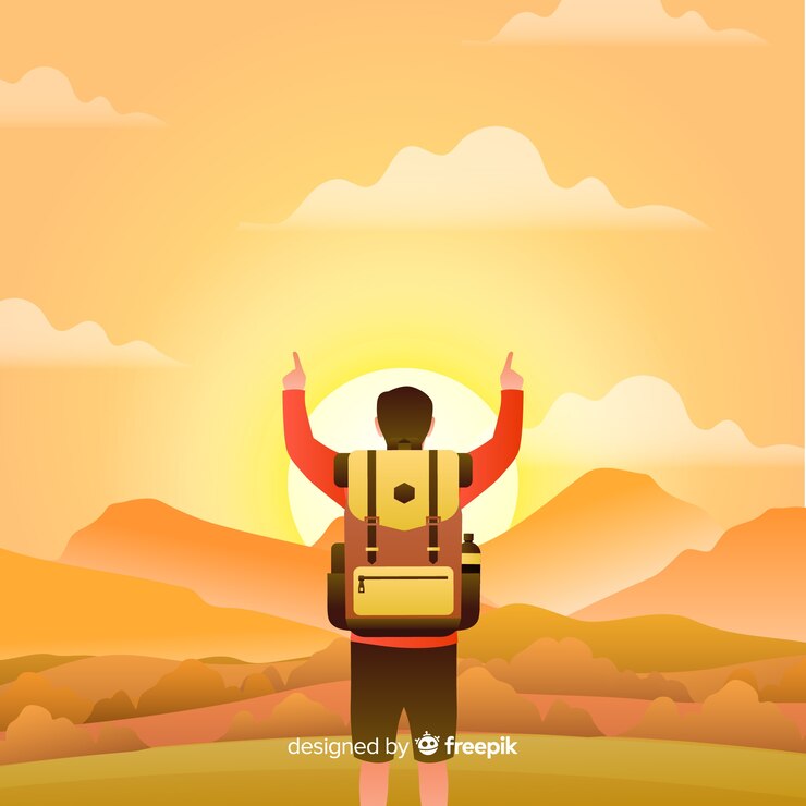 Vector Gratis penjelajah dengan ransel