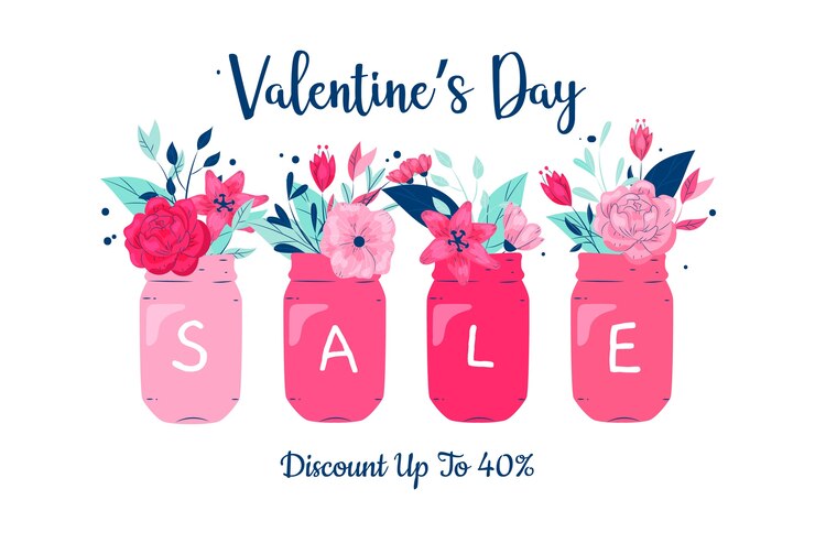 Vector Gratis penjualan hari valentine digambar tangan penuh warna