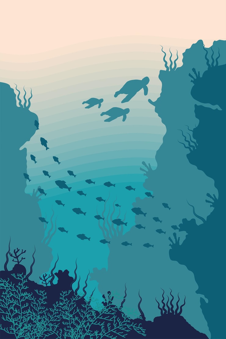 Vector Gratis penyu dan ikan