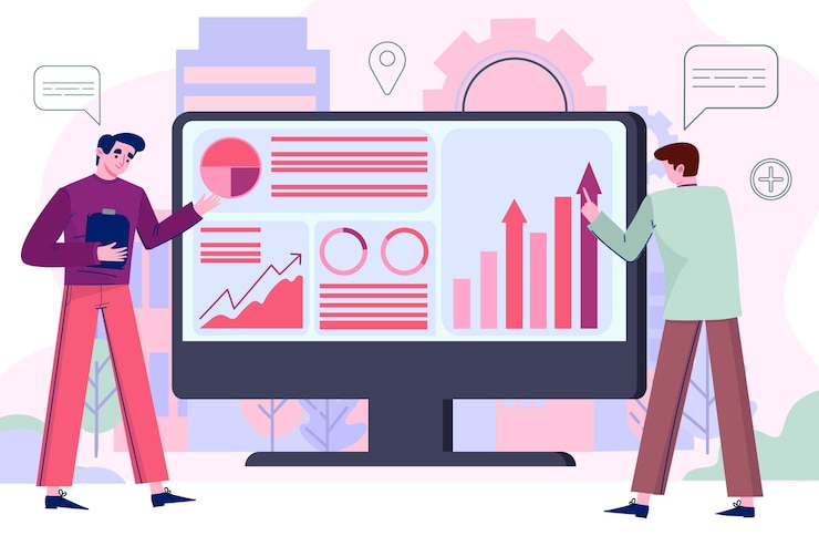 Vector Gratis people analyzing growth charts