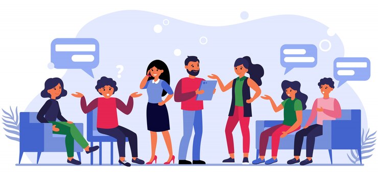 Vector Gratis people asking questions to businesspeople