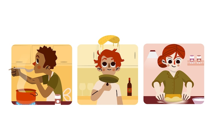 Vector Gratis people cooking concept