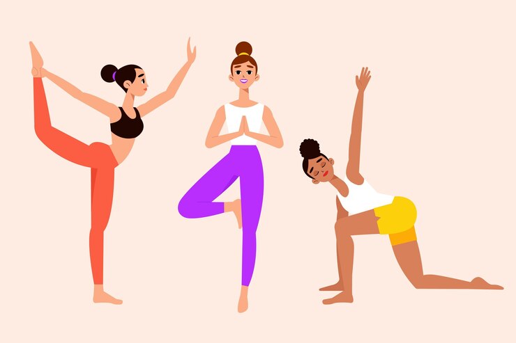 Vector Gratis people doing yoga in flat design
