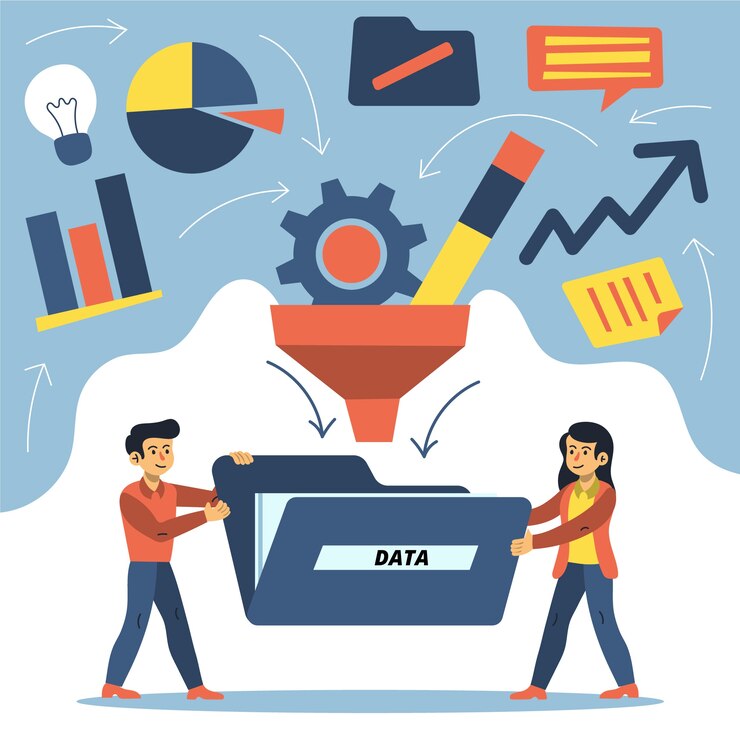 Vector Gratis people gathering data in business concept